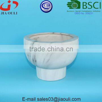 Water Transfer Printing Marble Earthenware Garden Pot Large Ceramic Planter photo-4