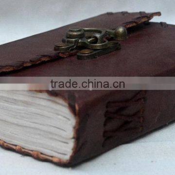 Handmade Vintage Side Stitch Leather Diary With Clasp photo-3