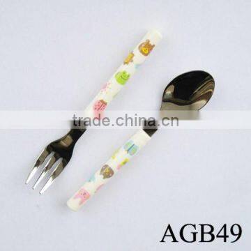 2015 Graceful Cute Spoon Fork Cutlery Gift Set Colorful Handle photo-2