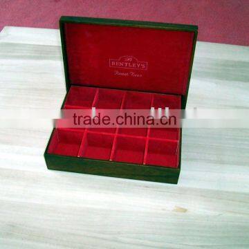 wooden tea box with 16 compartments