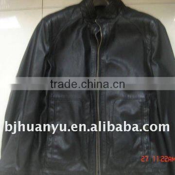 Men casual black PU Jacket 2014 Men Jacket