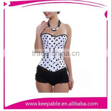 Women's Fashion Sexy Satin Lingerie Corset Bustier With Tutu Mini Skirt Set