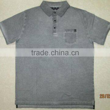 2017 Men's Latest Design Short Sleeve Antique Dirty Pigment Washed Polo Shirts,