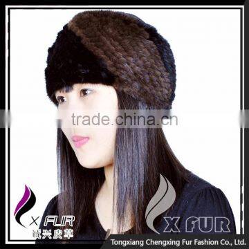 CX-E-28B Knitted Mink Real Fur Elastic Fashion Headband