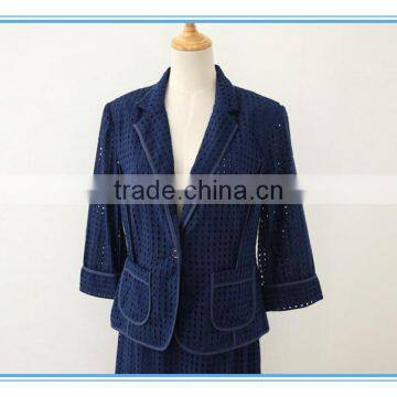 Organic 100% Cotton Eyelet Embroidery Business Suits Lady Church Suits photo-4