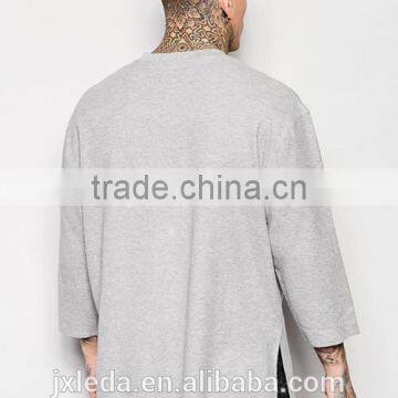 Oversized Longline 3/4 Sleeves 100% Cotton Men T-shirt China Factory Wholesale photo-2