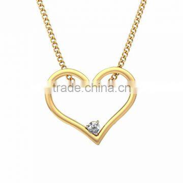 Fancy Gold Plated Small CZ Stud Heart Pendant