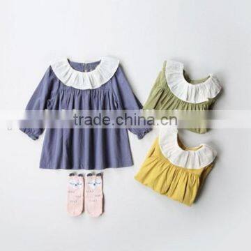 Baby Boutique Clothes Soft Infant Soild Pink Long Sleeve Bodysuit Baby Girls White Peter Pan Collar Romper Jumpsuit photo-4