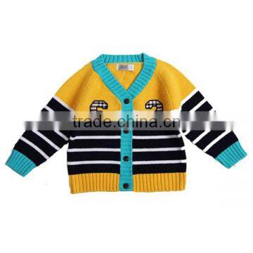 High quality kids winter sweater boys stripe cardigan