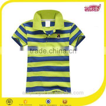 New Design 200 Grams Urban 100% Cotton Oem Stripes Print Style Customized Embroidered Logo Polo Shirts For Kids