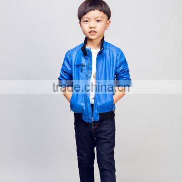 COOL KID ZONE 2016 autumn baby clothes wholesale coat boy bule pu jacket