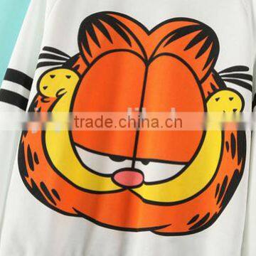 Cheapsale Garfield Printed White Long Sleeve Oversized Raglan Women's Plain Pullover Round Neck Long Sleeve Hoodie photo-4