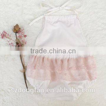 Halter Summer 100%Cotton Lace Ruffles New Baby Romper Design photo-6