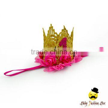 Wholesale Remake Props Knitting Golden Tiara Thin Elastic For Baby Girl Princess Crown Headband Accessories photo-3