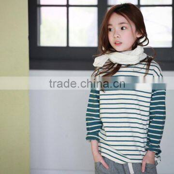 S17603A Autumn Girls Striped T-shirt Children's Long Sleeve Tshirt photo-3
