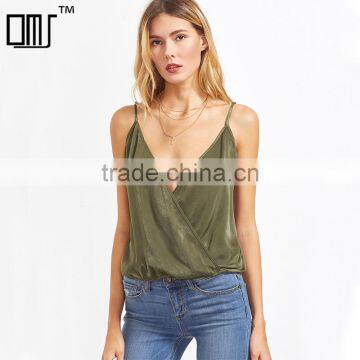 Simple design ladies top, sexy deep V-neck tank top