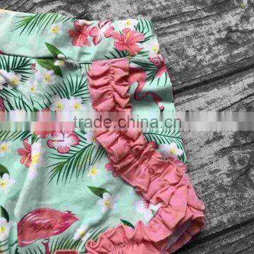 New Girls Outfit be a Flamingo Floral Coral Mint Kids Boutique Shorts Sets Ruffles Cotton Clothing Match With Accessories photo-4