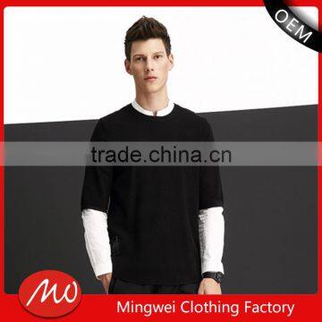 Men's unique fashion half sleeve black sweaters