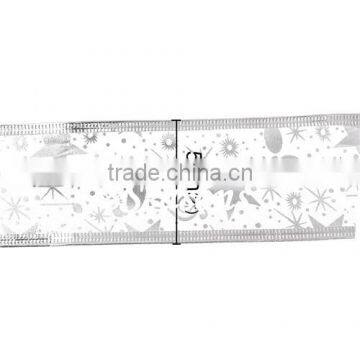 White Star Musical Notes Pattern Organza Satin Ribbon For Christmas Decoration 5.0cm photo-3