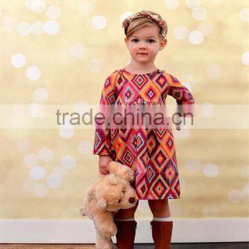 high quality print remake casual little girls dress