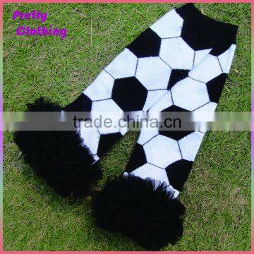 Black white knit children socks lace sports leggings ruffle baby football leg warmers