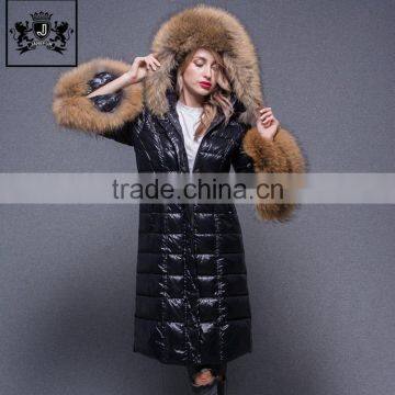 2017 Italian Beautiful and Fashion Pattern Goose Down Jacket With Big Fur Collar and Cuff for Lady photo-4