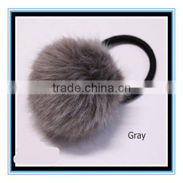 Cheap Wholesale Price Elastic Fur Fluffy Ball Pom Pom Scrunchie Ponytail Holder Hair Accessories photo-3