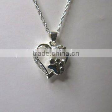 2015 Fashion Love Heart Paw Necklace Heart Necklace Paw Print Necklace New Design photo-3