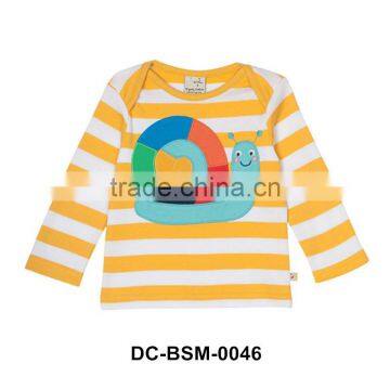 Lovely white yellow stripe embroidered boys flower shirt kids