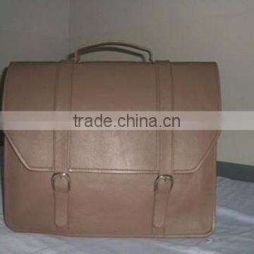 Genuine cow leather tripple compartment briefcase leather bag