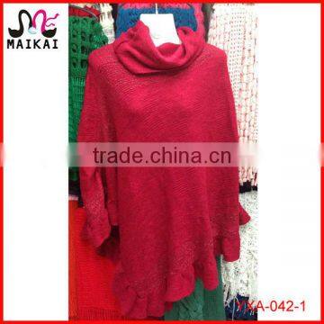 Elegant women's winter fashion knit acrylic wholesale poncho