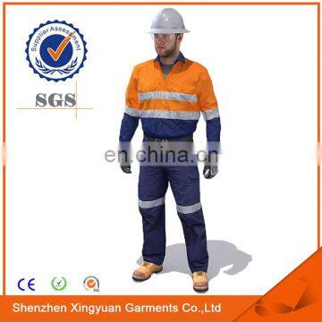 hi Vis Long Sleeve Safety Work Suit With Reflective Tape for Mining