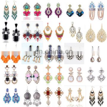 Elegant Fashion Rhinestone Dangle Ear Stud Earrings Crystal ChainJE4017