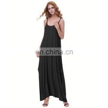 Kate Kasin Womens Casual Loose Spaghetti Straps Black Boho Harem Dress KK000712-1