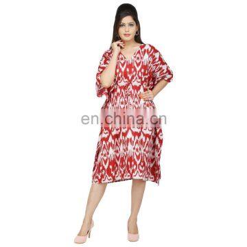 Indian Handmade 100%Cotton Women's Wear Maxi Dress Kimono Sleeves Knee Length Kaftan