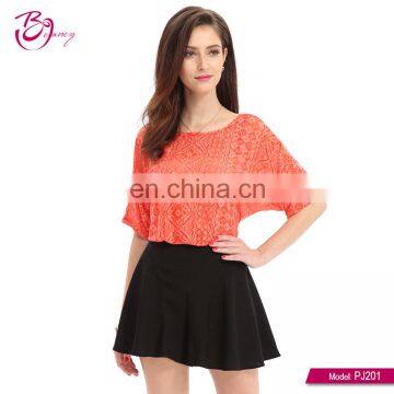 New Fashion Short Sleeve Simple Red Sexy Lace Blouse Designs