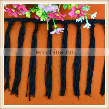 new fashion black design fringe trimmings with knot custom for dresses decoration