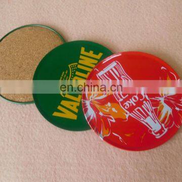 Custom Printing Logo Round Tin Coaster With Cork Back photo-3