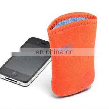 Neoprene mobile phone pouch with plush inside