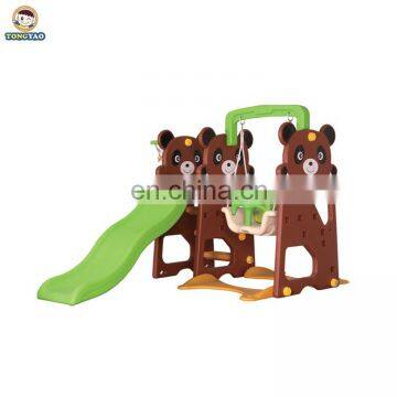 Preschool indoor kids plastic pool slide with swing set