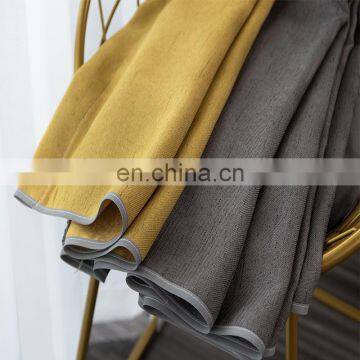 Custom Plain Color Special Texture Fashion Elegant Faux Linen Patchwork Curtain For Home Hotels Decoration photo-6