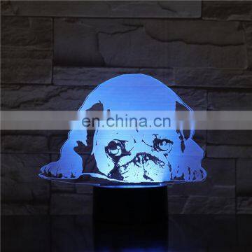 Pug Dog Desk Lamp Bedside 3D Illusion 7 Color Changing Hoom Decorative Child Kids Night Light LED Lamp photo-4