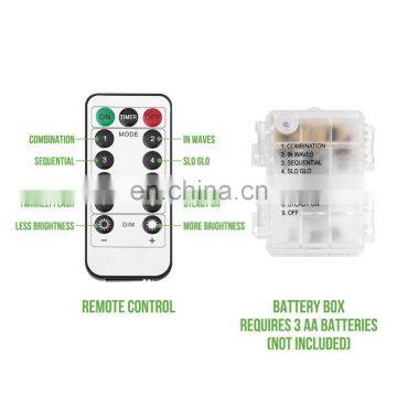 10M 100Leds Waterproof Silver Copper Wire String Fairy Lights Battery With 8 Keys Remote photo-3