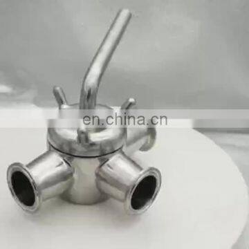 1.5 inch Stainless Steel 3 way Sanitary plug valve with tri clamp ends