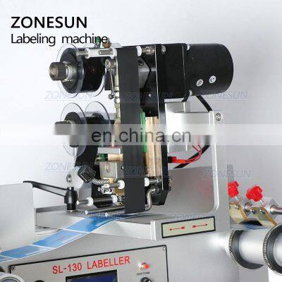 ZONESUN SL-130 Wine Double Side Sticker Round Water Semi Automatic Digital Bottle Labeling Printing Machine For Plastic Bottle photo-2