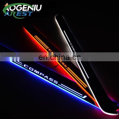 Carest LED Door Sill Streamed For JEEP COMPASS (MK49) 2006-2020 Scuff Plate Acrylic Door Sills Car Sticker Accessories