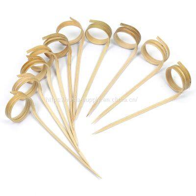 Disposable Safe Fancy small knotted bamboo stick cocktail looped skewers