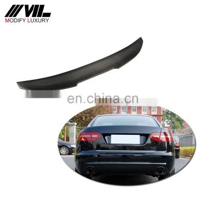 For Audi A6 C6 Carbon Fiber Rear Trunk Roof Spoiler 2008-2011