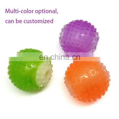 attractive dog chew ball,glow at night ,treats and squeaky toy for dog grind teeth