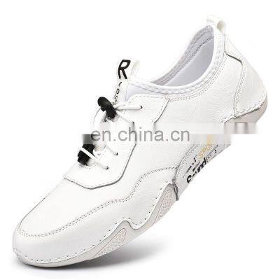 Factory Outlet 2021 Christmas Men's Leather Breathable Men's Shoes Fashion Customized XL White Flat Casual Sneakers